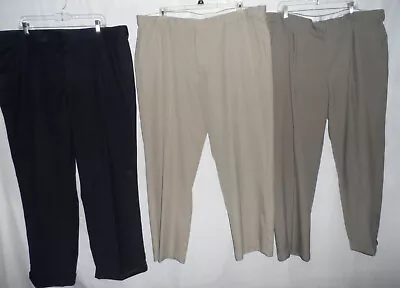 44x30 Taupe Navy Blue Khaki Comfort Expandable Stretched Elastic Waist Men Pants • $15.90