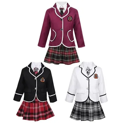 Kids School Japanese Students School Uniform Outfit JK Costume Coat Shirt Skirt  • £15.08
