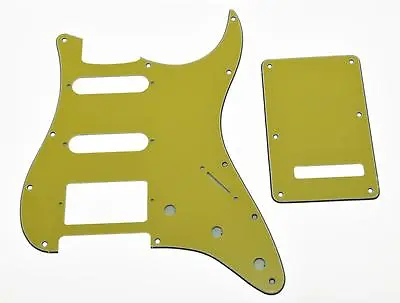 £12.84 • Buy ST Strat HSS Pickguard, Back Plate Cover W/ Screws Pure Yellow 3 Ply For Fender