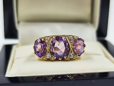 9ct  Gold Ring Amethyst Size M 1/2 Hallmarked Rare 💍 • £149