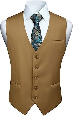 HISDERN Men's Suit Vest Business Formal Dress Waistcoat Vest With 3 Pockets For  • $68.53