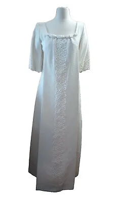 LORRIE DEB Wedding Dress Womens 13 Vintage 1960's White Bow Lace Gown • $46.90