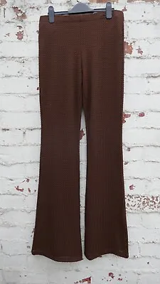 H&M  Brown 1970s Daisy Jones Style Flare Trousers Very Cool! UK S 8/10 • £10