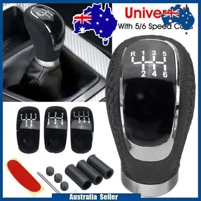 $18.99 • Buy 5 6 Speed Manual Car Gear Knob Stick Shift Shifter Lever PU Leather + 3 Caps AU