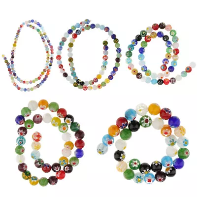 Mixed Color Millefiori Lamp Glass Round Bead Loose Spacer Bead For Jewelry • £6.36