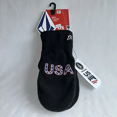 VOLCOM Mittens Fleece USA Olympic Snowboard Team Mens USST Black Large Leash • $15.99