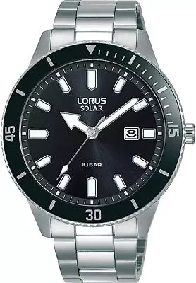 Lorus Men's Solar Watch With Black Dial And Silver Bracelet RX311AX9 • £49.98