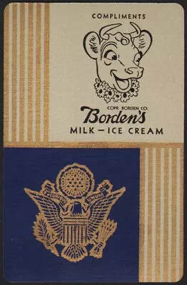 Vintage Playing Card BORDENS MILK ICE CREAM Blue Background Elsie The Cow Pic • $5.59