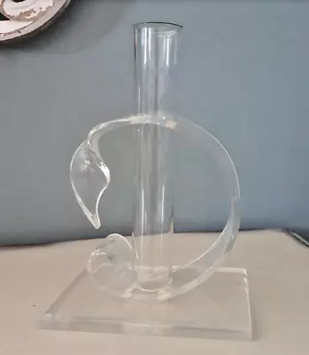 Vintage Stylized Clear Acrylic Holder With Glass Test Tube Bud Holder Vase • $26.60