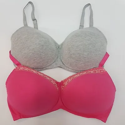 EX M&S 3220 2Pack Cotton Non Wired Padded T-Shirt Bra  (S3) • £16.99