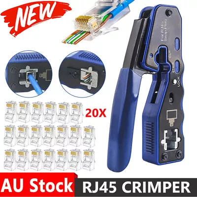 RJ45 Crimper For EZ Pass Through Cat 5 6 7 Connector LAN HD Crimping Tool Kit • $20.85