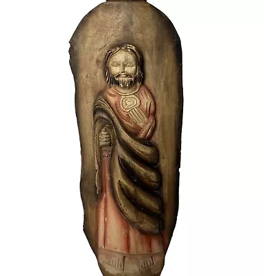 $79 • Buy St. Jude Handmade Oak Wood Carving Made By Mexican Artist
