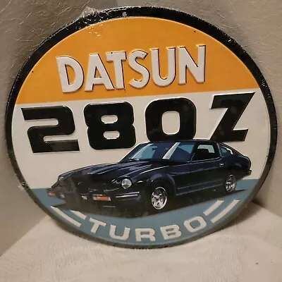 Datsun 280 Z Turbo Metal Sign Wall Art 12 Inches In Diameter Factory Sealed New • $15