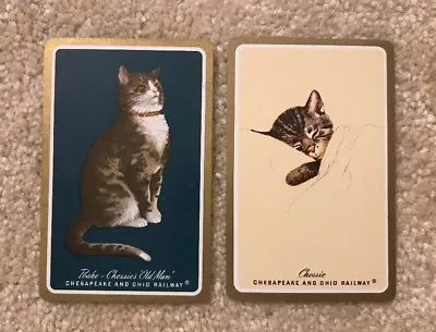 Vintage 2 Single Swap Playing Cards Cat Kitten Chessie Chesapeake Ohio Railway • $3.16