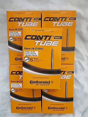 Continental Race 28 Road Bike Tubes 700C 19/25mm 80mm Valve 5 Pack *New* • $56