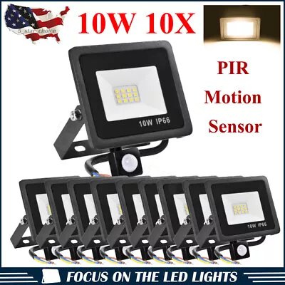 10X 10W LED Floodlight Motion Sensor Security Spotlight Outdoor PIR Flood Light • $46.99