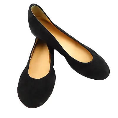 J. CREW POPPY Size 5.5 Black Suede Ballet Flats Shoes 5 1/2 Italy • $49