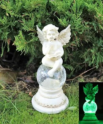 Different Colours Garden Ornament Solar LED Fairy Angel Cherub Figurine Statue • £15.95