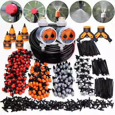 30-50M Garden Watering Irrigation System Drip Kit Adjustable Misting Nozzles • $108.04