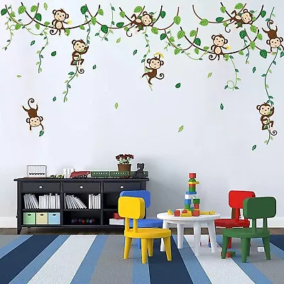 Wall Sticker Animal Decal Monkey Tree Vinyl Mural Art Diy Home Kids Room Decor • $25.99