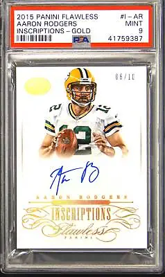 2015 Panini Flawless Inscriptions #I-AR Aaron Rodgers Gold Auto 06/10 PSA 9 • $549.99