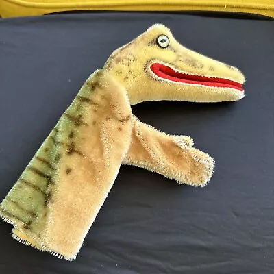 Steiff Hand Puppet Gaty Alligator Mohair Animal Crocodile Kate 50’s German Plush • $89.99
