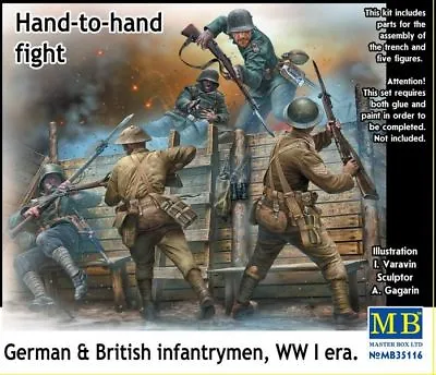 German & British Infantrymen Hand-to-Hand Fight  WWI Era  1/35 MasterBox 35116 • $15.12