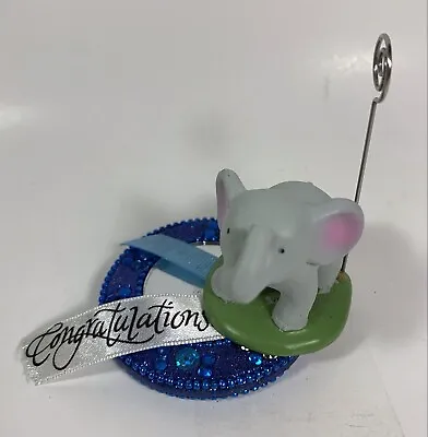 Congratulations Elephant Memo Holder Note Card Photo Picture Lucky Mirror Base • $12.95