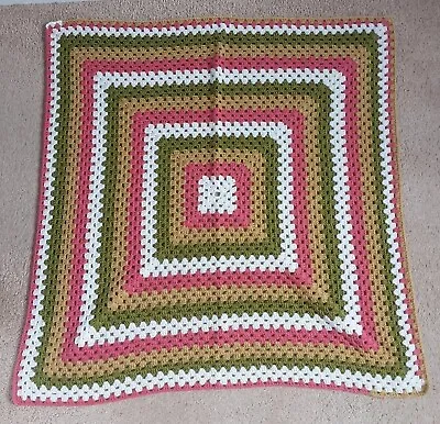 New Hand Crafted Crochet Blanket Granny Square Small Pet/Chair Throw Campvan • £4.95