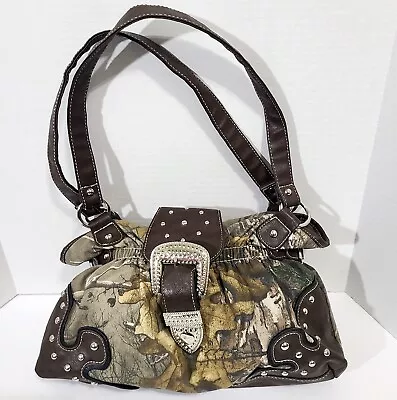 Western Style Camouflage Bling Purse Handbag Shoulder Bag Silver Buckle • $14.99