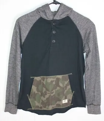 Vans Camo/Black Tone On Tone 3 Button Pullover Hoodie Kids Size X-Large • £12.06