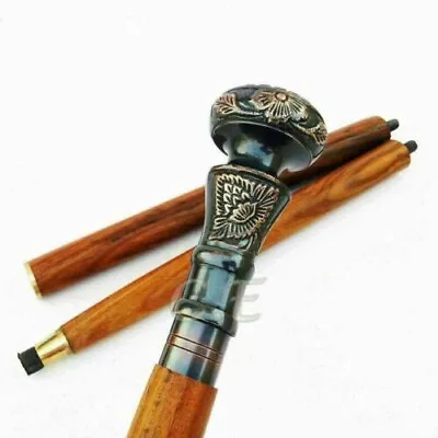 $30.60 • Buy Brass Head Handle Victorian Look Wooden Cane Walking Stick Premium Steampunk New
