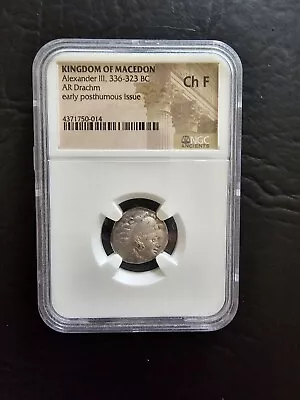 Alexander III Kingdom Of Macedon Drachm 336-323 BC AR DRACHM NGC F Coin  • $52