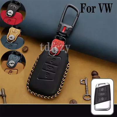 $34.50 • Buy For VW Volkswagen Passat B8 CC Leather Smart Key Case Cover Keychain Holder Skin