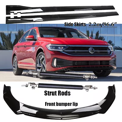 For VW Jetta MK5 MK6 MK7 Front Bumper Lip Spoiler Kit + Side Skirt+Strut Rods • $184.99