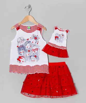 Dollie & Me Size 5 Gril And 18  Doll Matching Outfit July 4th Fit American Girls • $29.99