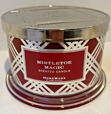 New HomeWorx MISTLETOE MAGIC Candle 18oz 4-Wick 30-55 Hr Slatkin Winter Xmas • $28