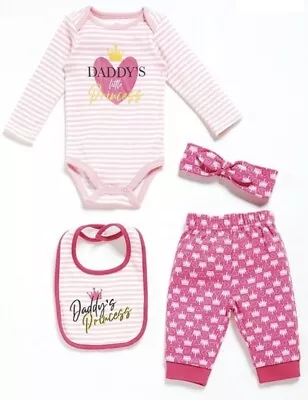 Daddys Little Princess 4-piece Set Pink Heart NWT 9-12m Baby Girl • £8