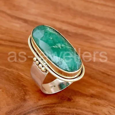 Indian Emerald 925 Sterling Silver Ring Handmade Jewelry Dainty Silver Ring • $32