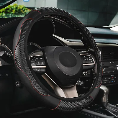 $8.77 • Buy Car Accessories Steering Wheel Cover Black Leather Anti-slip 15''/38cm Universal