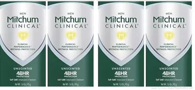 4 X Mitchum Men Clinical Unscented Soft Solid Antiperspirant Deodorant 1.6 Oz • $79.99