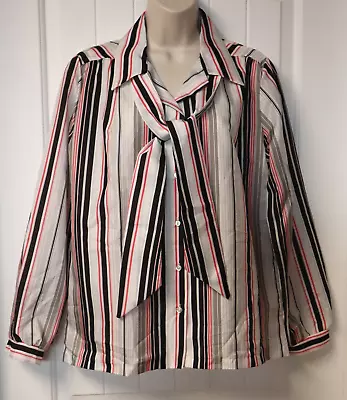 Vintage 1970s SOCIETY HILLS Le Damor Multicolor Striped Blouse Size 16 (USA) • $5