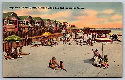 $12.50 • Buy C1930 Brigantine Tourist Camp Log Cabins Ocean Beach Atlantic City Postcard G7