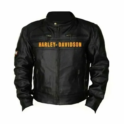 Men's Harley Davidson Motorcycle Vintage Biker Real Leather Jacket • $139.95