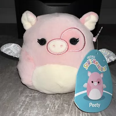 Squishmallows 5” Peety Flying Pig Pink Shiny Silver Wings KellyToy Farm Squad • $11.88