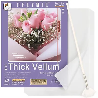 Thick Translucent Vellum Paper Oplymio 42 Sheets 167GSM Printable Tracing Ve... • $12.03