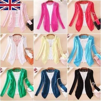 £7.49 • Buy Girls Womens Ladies Back Lace Crochet Knit Cardigan Coat Top Size 4 6 8 10