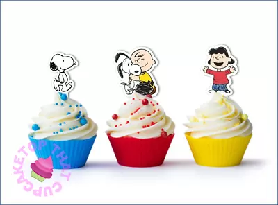 Charlie Brown Snoopy Edible Wafer Cupcake Cake Toppers Decorations UNCUT • $6.99