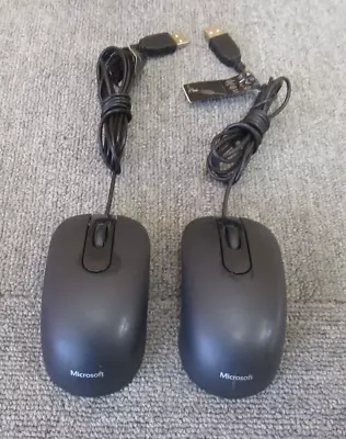 2 X Microsoft 1405 X821422 Black Optical USB Wired 3-Button Scroll Wheel Mouse • £18