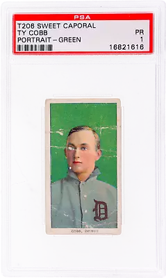 1909 T206 Sweet Caporal Ty Cobb-Portrait Green #97 PSA 1 • $7499.99
